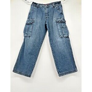 Vintage Tommy Jeans Cargo Pants Mens 32x28 Denim Carpenter Pockets 2000s Y2K
